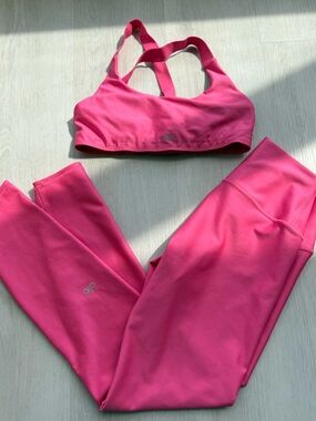 ALO Yoga Airlift Hot Pink Sports Bra and Leggings